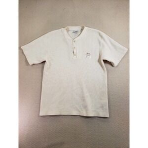 VTG Arli Ixtapa Shirt‎ Mens Medium Ivory Short Sleeve Henley Neck Preppy Button